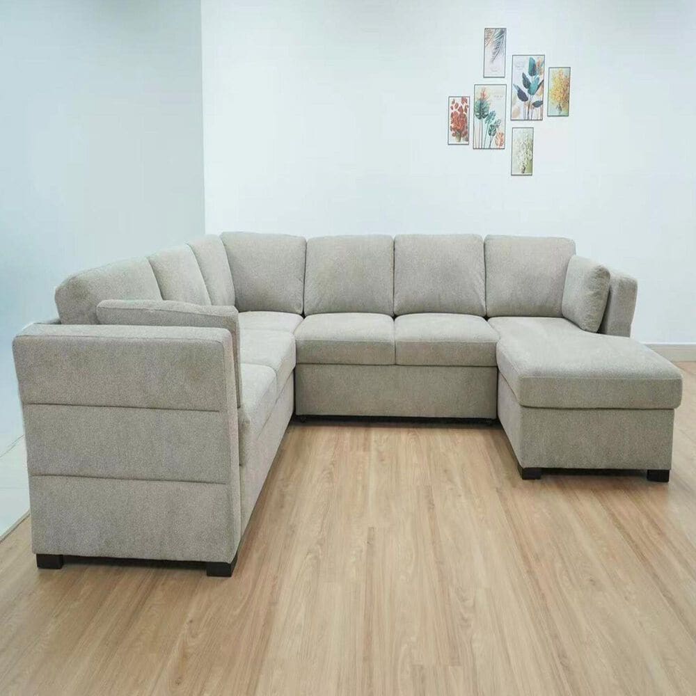 37B Breanne 3-Piece Right Facing Sleeper Sectional with Chaise in Gabbana Khaki, , large