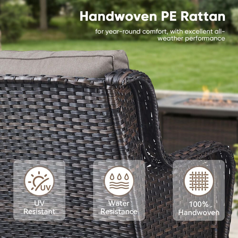 Sunwell Garden Patio Chair with Brown Frame in Gray (Set of 2), , large