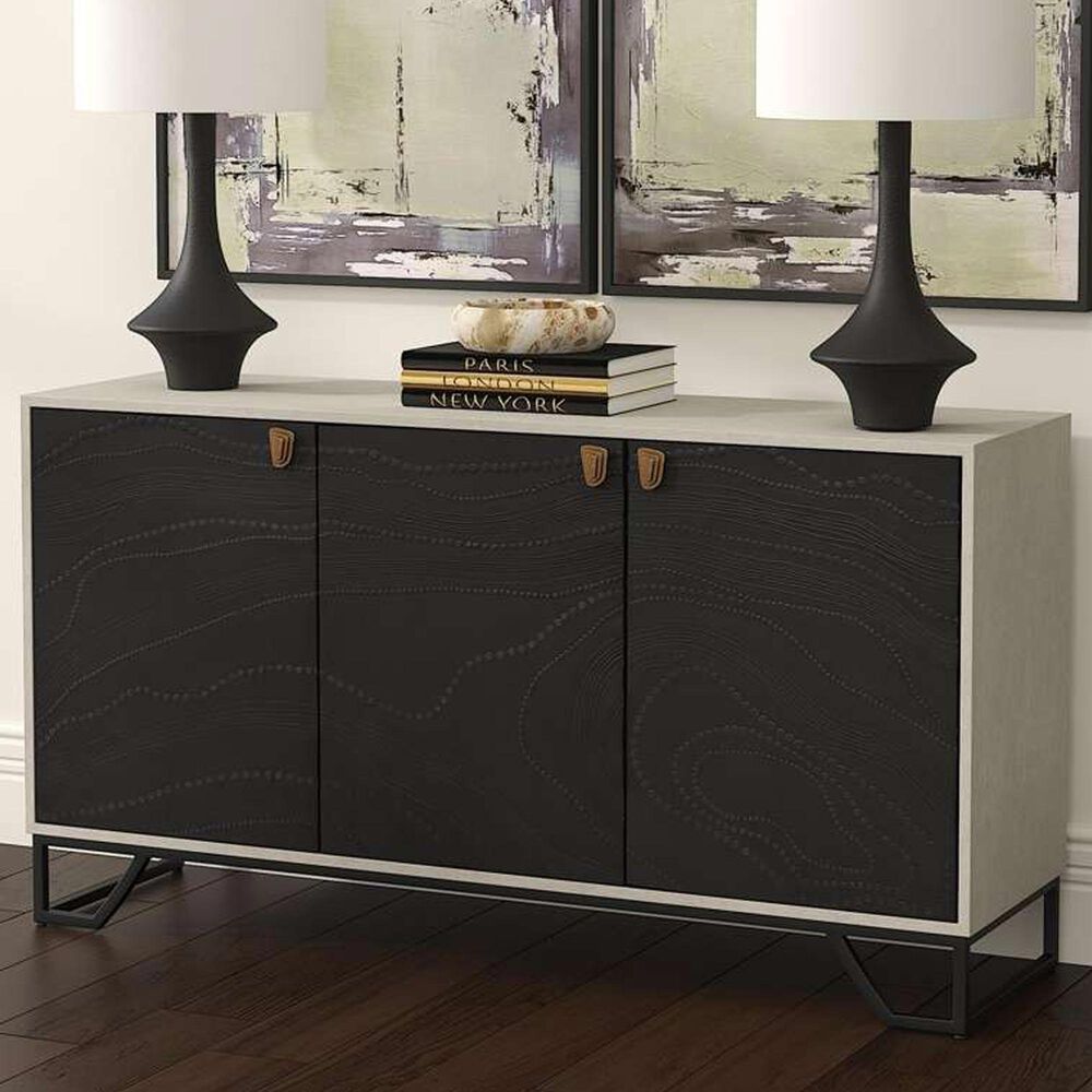 Bassett Mirror Company Ripple Effect 3-Door Server in Smokey Mocha and High Gloss Black, , large
