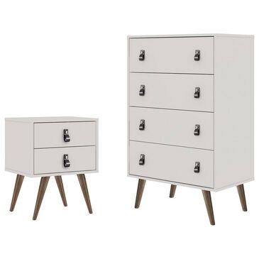 Dayton Amber 2-Piece Tall Dresser and Nightstand Set in White, , large