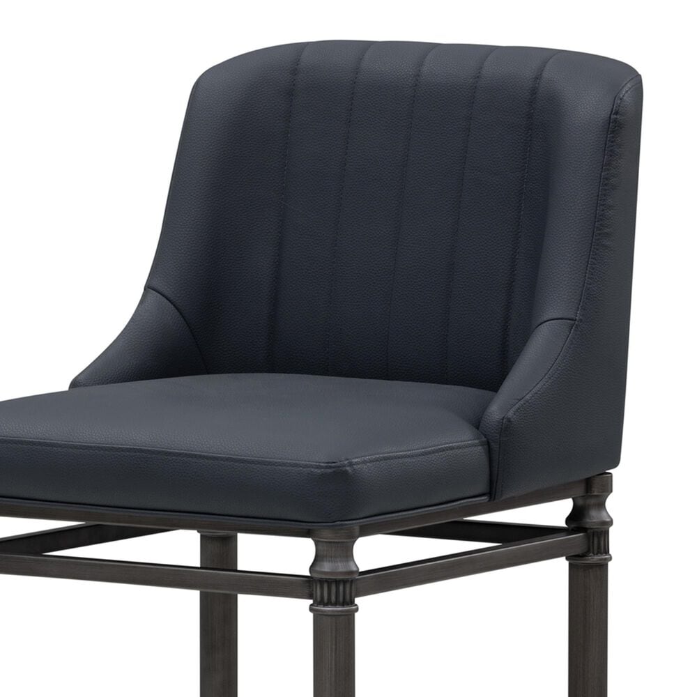 Armen Living Marvin Bar Height Stool with Night Life Blue Upholstery in Antique Pewter, , large