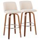 LumiSource Toriano Swivel Bar Stool with Cream Noise Fabric Upholstery in Walnut and Chrome (Set of 2), , large