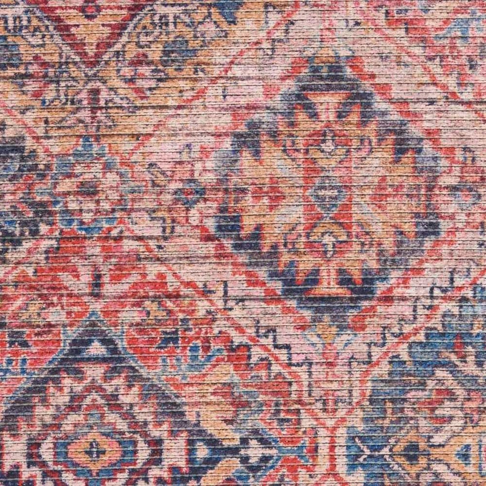 57 Grand by Nicole Curtis Series 1 2&#39; x 6&#39; Brick Red and Navy Blue Runner, , large