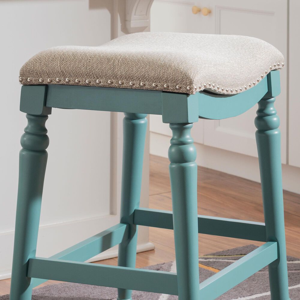 Linon Home Decor Hayes Counter Stool in Teal Blue, , large