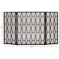 Maple and Jade Geometric Foldable Three Panel Fireplace Screen with Mesh Netting in Matte Black, , large
