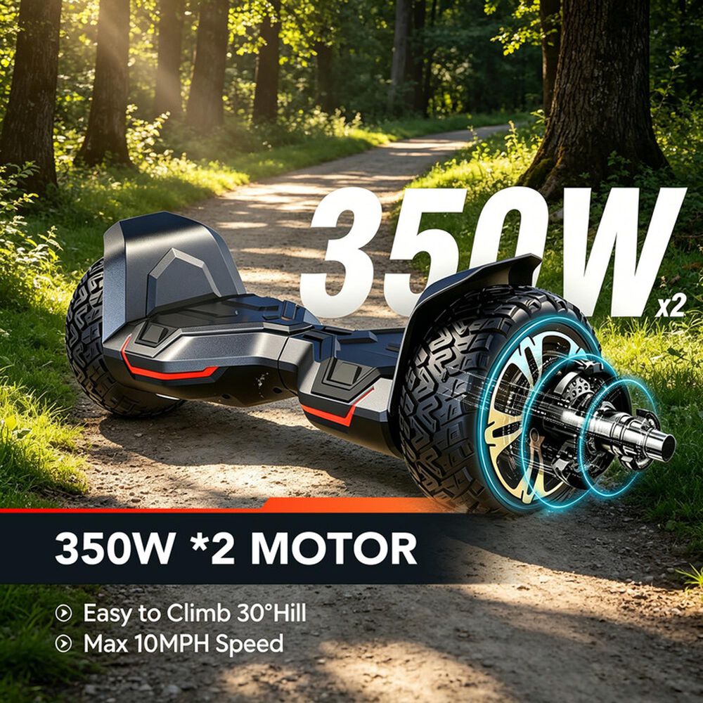 HOMLUX All-Terrain Self Balancing Scooter with 8.5" Tires in Black, , large