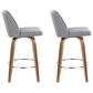 LumiSource Toriano Swivel Counter Stool with Grey Fabric Upholstery in Walnut and Chrome (Set of 2), , large