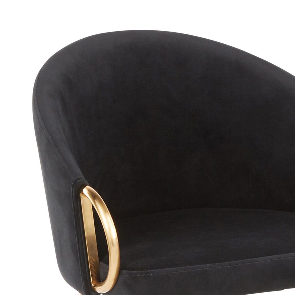 LumiSource Claire Arm Chair with Black Velvet Cushion in Gold (Set of 2), , large