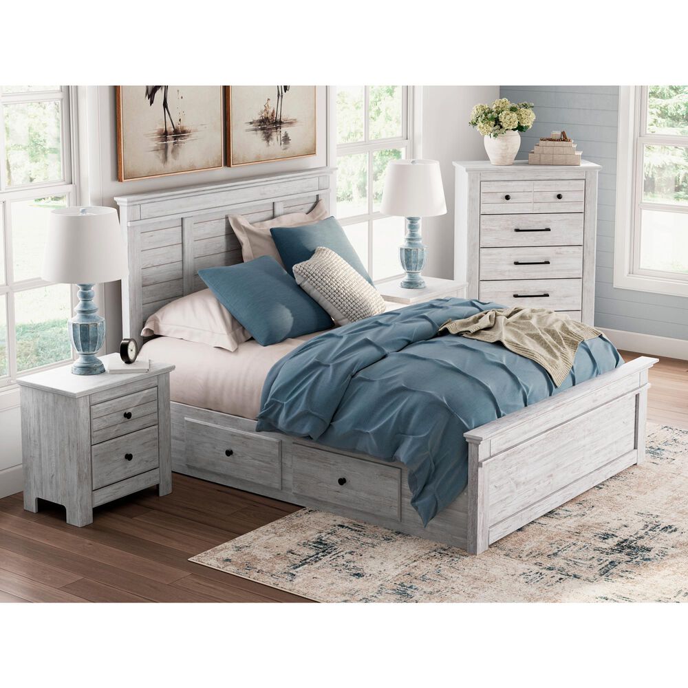 Ashley Makidern Queen Storage Bed with Four Drawers in Whitewash, , large