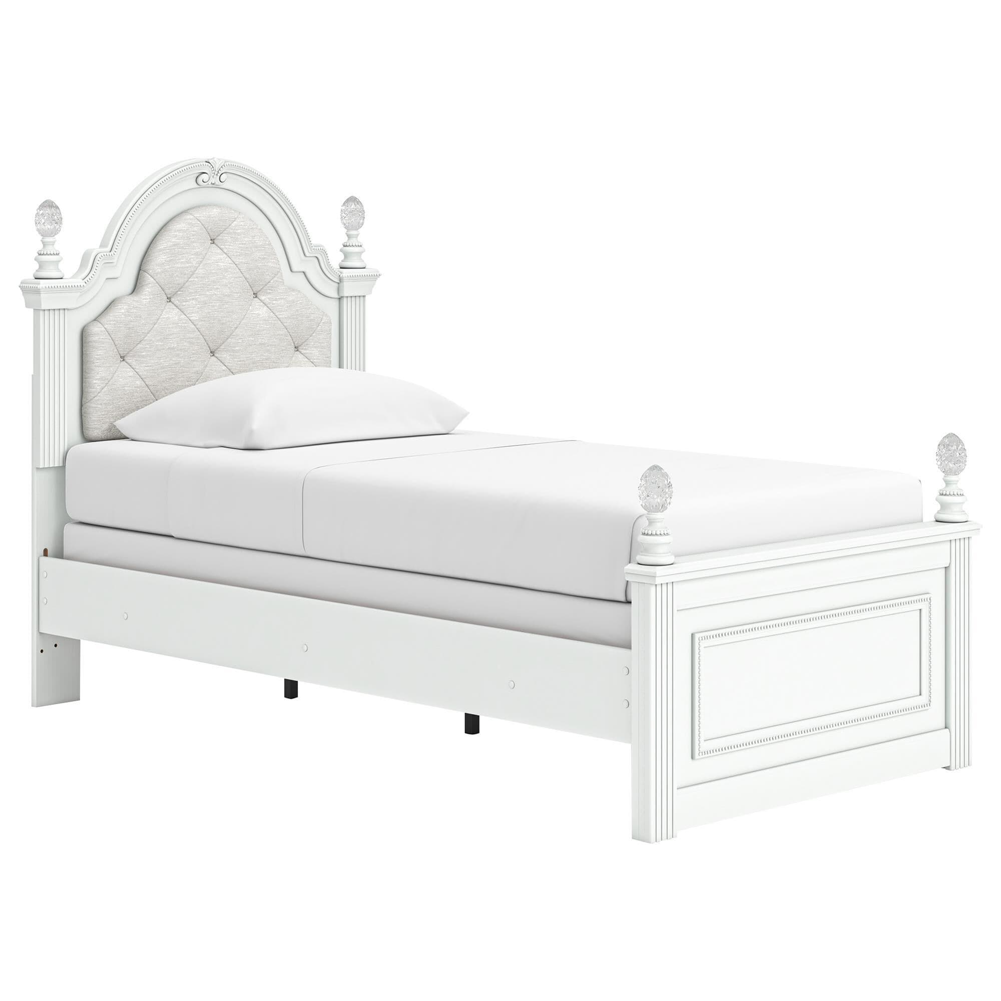 Ashley Kozlani Twin Upholstered Panel Bed in Matte White