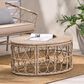 Hearth and Haven Bruce Outdoor Round Wicker Coffee Table with Open Lattice Design in Brown, , large