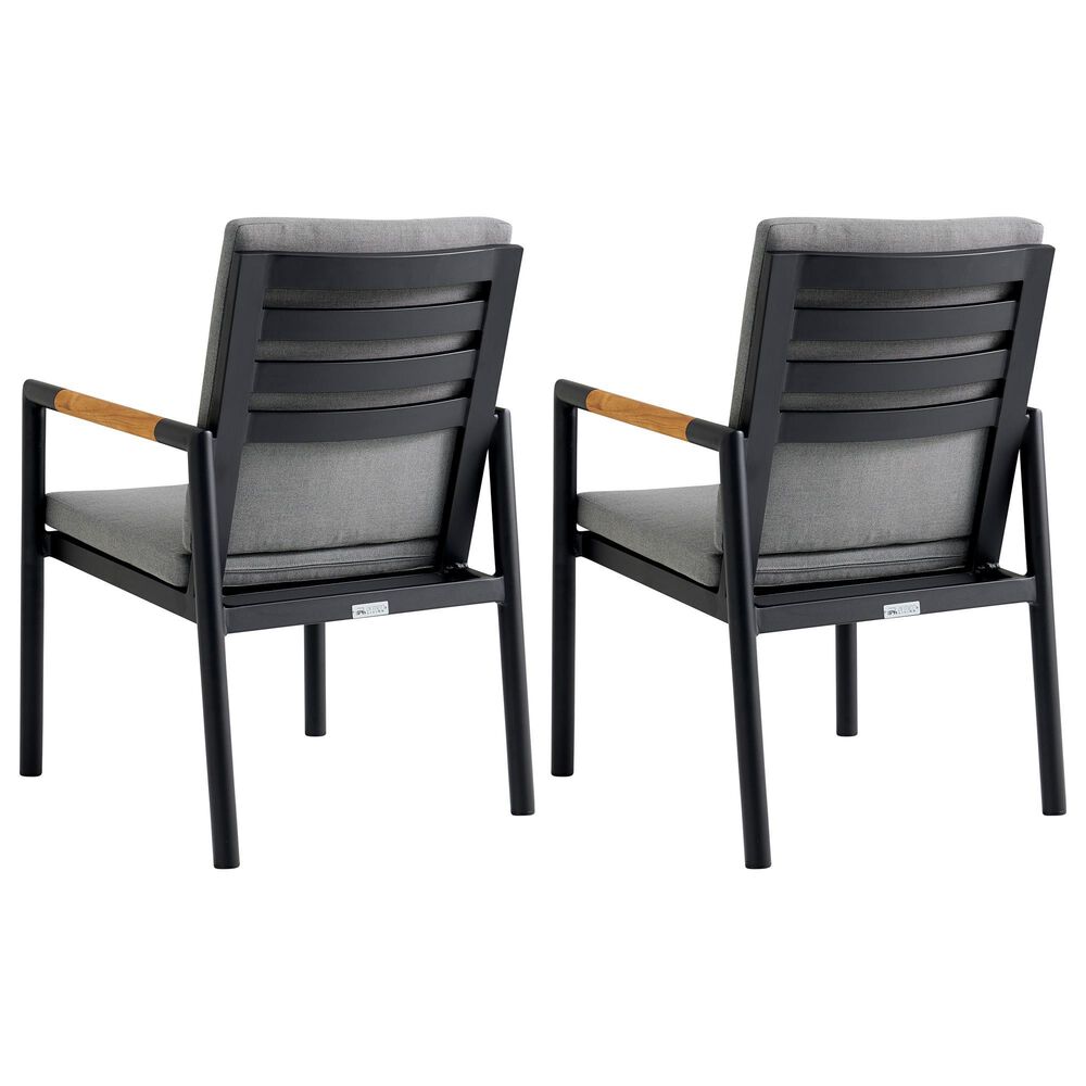 Blue River Royal Outdoor Dining Chair with Dark Gray Cushion in Black (Set of 2), , large