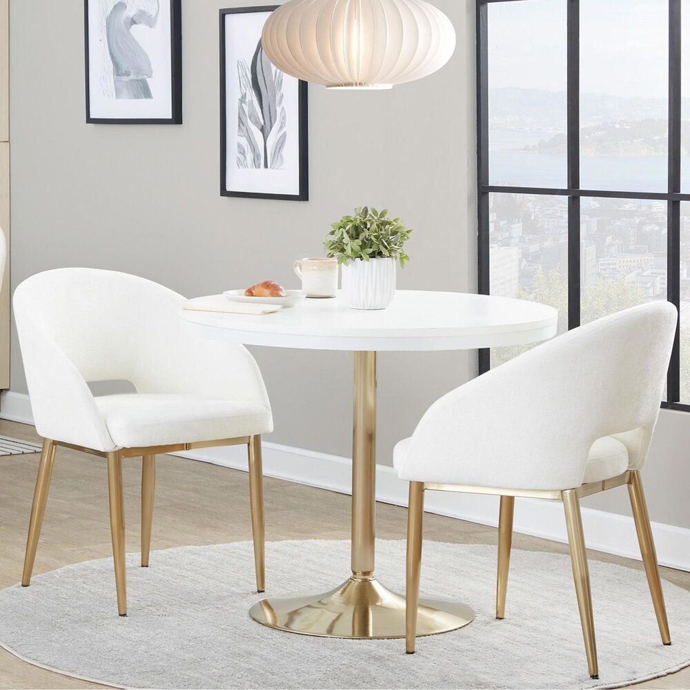 LumiSource Renee Arm Chair with Off-White Fabric Cushion in Gold (Set of 2), , large