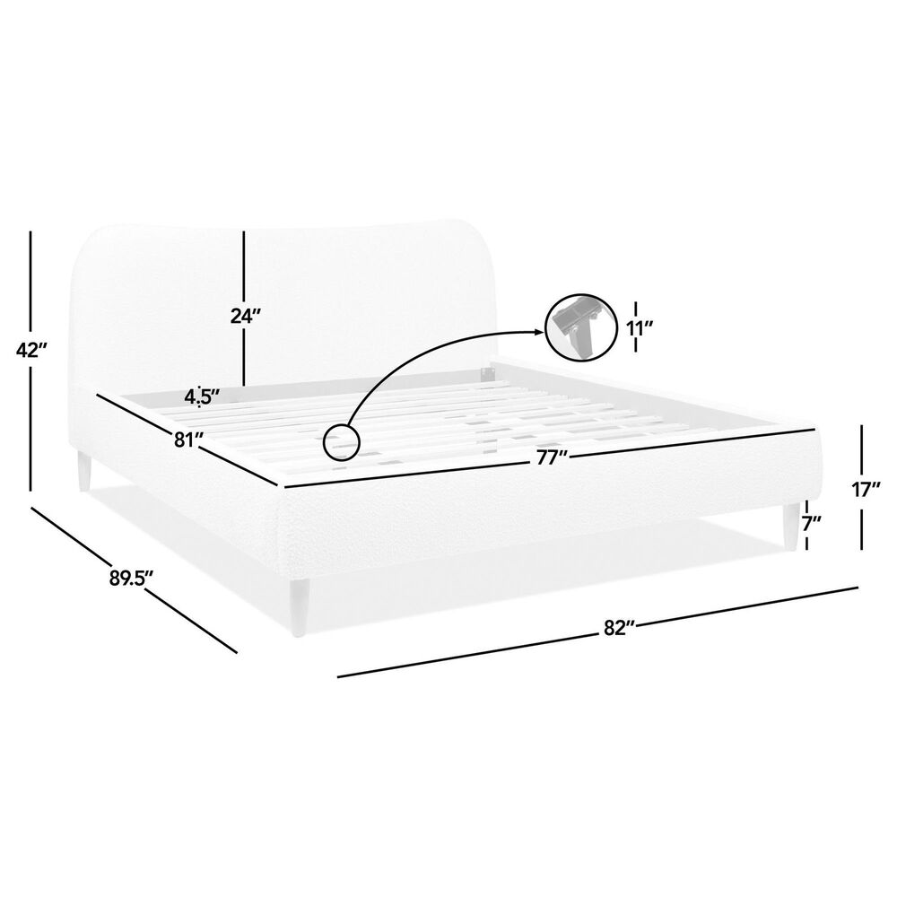 Jennifer Taylor Home Roman Queen Platform Bed with Olive Green Upholstered in Natural Whitewashed, , large