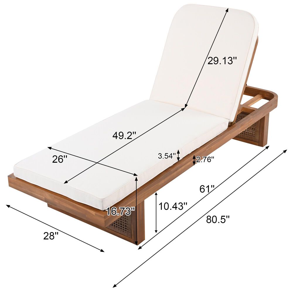 Hearth and Haven Outdoor Lounge Chair in White, , large
