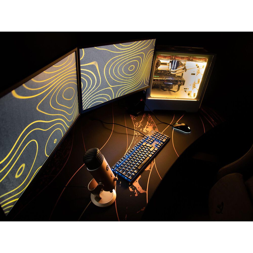 Arozzi Arena Special Edition Gaming Desk in Black and Gold, , large