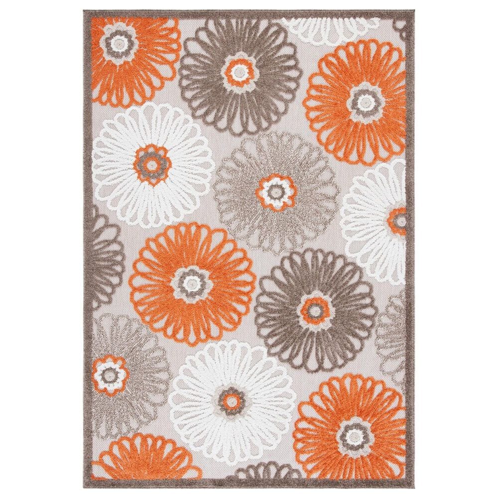 Safavieh Cabana CBN676C 4"5" x 6"5" Beige and Orange Indoor/Outdoor Area Performance Rug, , large
