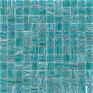 Emser Swirl Teal 1" x 1" Square on 12" x 12" Glass Mosaic Sheet, , large