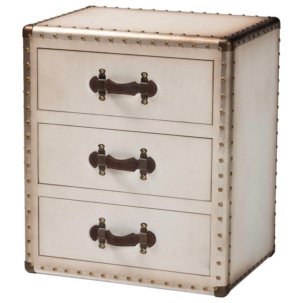 Baxton Studio Mallison 3-Drawer End Table in Beige, , large