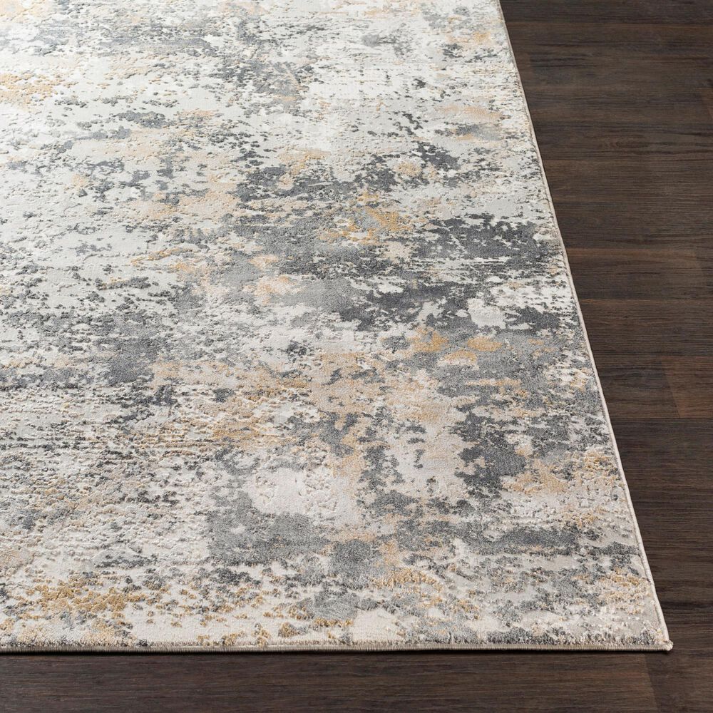 Surya Aisha Charcoal, Gray, Light Gray and Mustard 6&#39;7&quot; x 9&#39;6&quot; Area Rug, , large