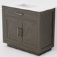 Lexora Home Abbey 36" Single Bathroom Vanity in Brown Oak with 2 cm White Quartz Top and Rectangular Sink, , large