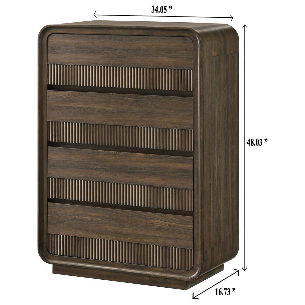 Crown Mark Kinkaid 4-Drawer Chest in Brown, , large
