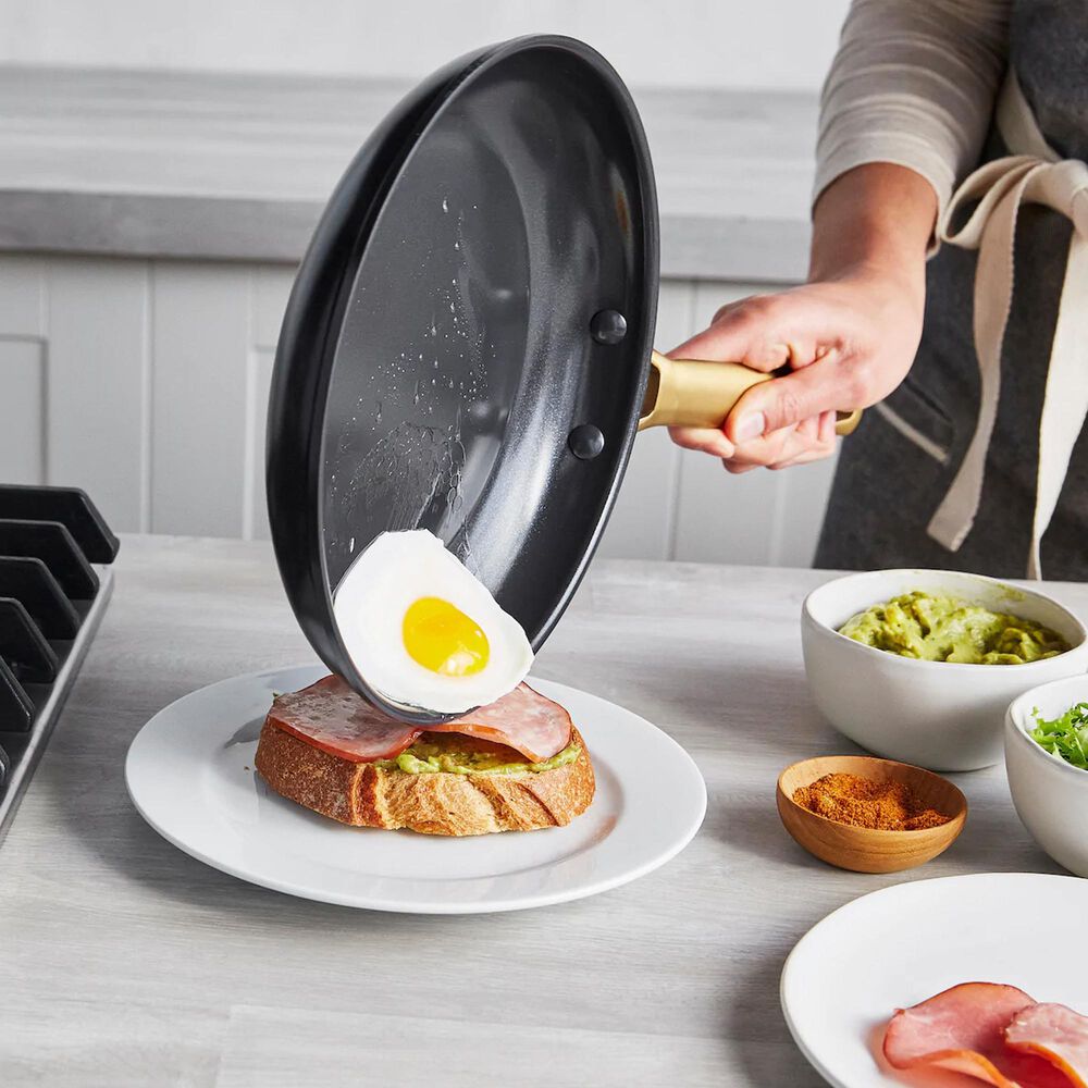 Green Pan GreenPan Reserve Ceramic Nonstick 10&quot; and 12&quot; Frypan Set in Black with Gold-Tone Handles, , large