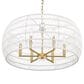 Golden Lighting Ellie 6-Light Chandelier with Bleached White Raphia Rope Shade in Modern Brushed Gold, , large