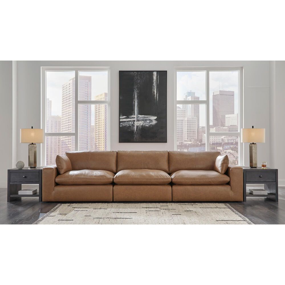 Ashley Emilia 3-Piece Stationary Symmetrical Sectional Sofa in Caramel, , large