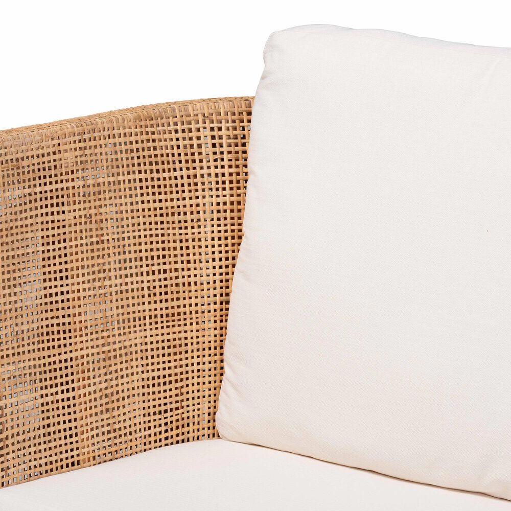 Baxton Studio Edda Stationary Sofa with Natural Rattan in Neutral, , large