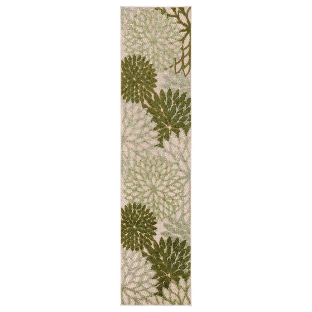 Nourison Aloha ALH05 2" x 6" Ivory and Green Indoor/Outdoor Runner, , large