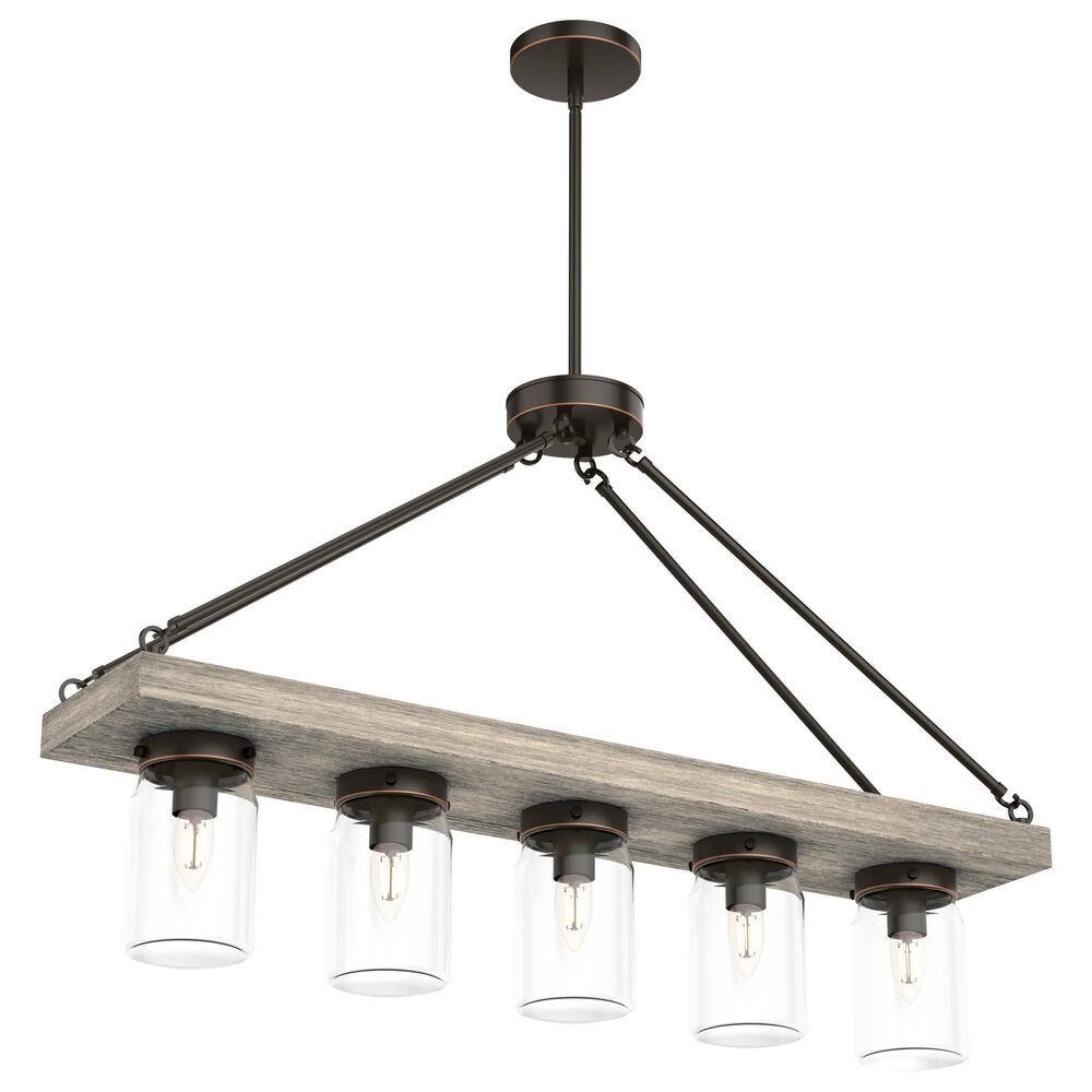Hunter Devon Park 5-Light Linear Chandelier in Onyx Bengal and Barnwood, , large