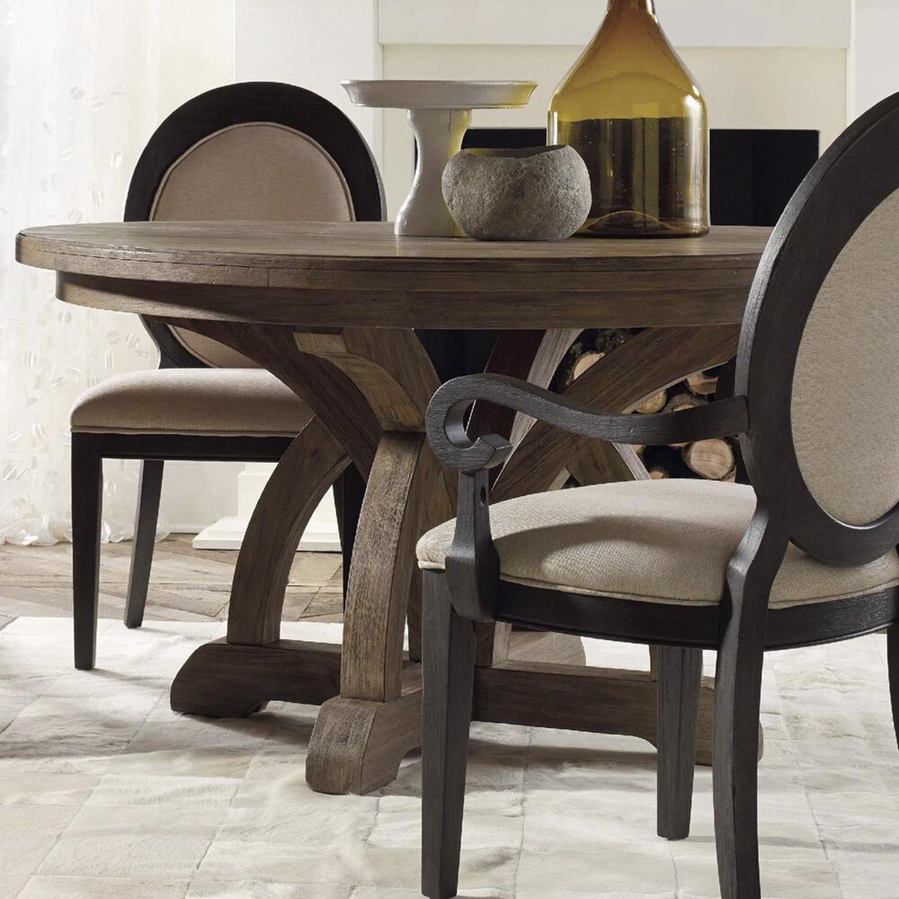 Hooker Furniture Corsica Round Dining Table With 1 Leaf In Light Natural Acacia Table Only Nebraska Furniture Mart