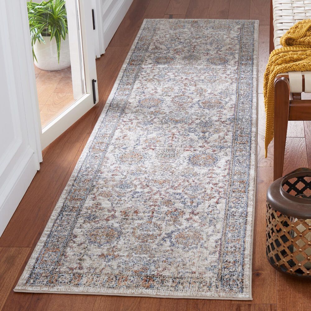 Safavieh Jasmine  2&#39;2&quot; x 9&#39; Ivory and Blue Runner, , large
