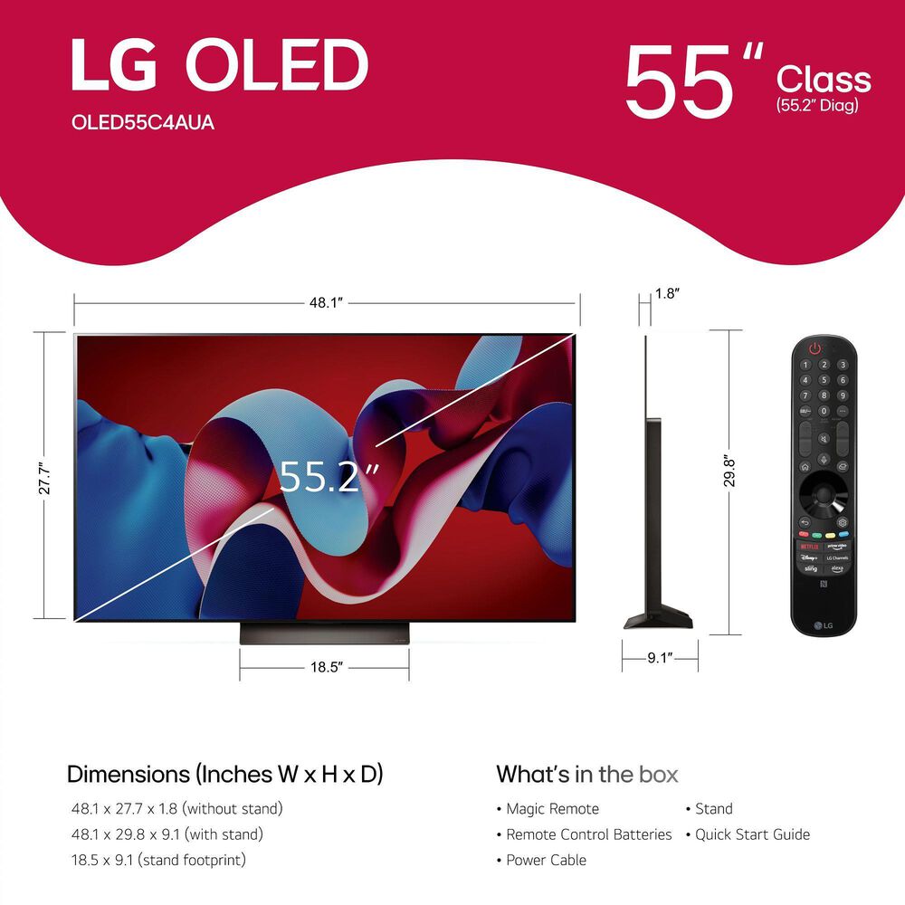 LG 55&quot; Class C4 Series OLED evo 4K Ultra HD in Black - Smart TV, , large