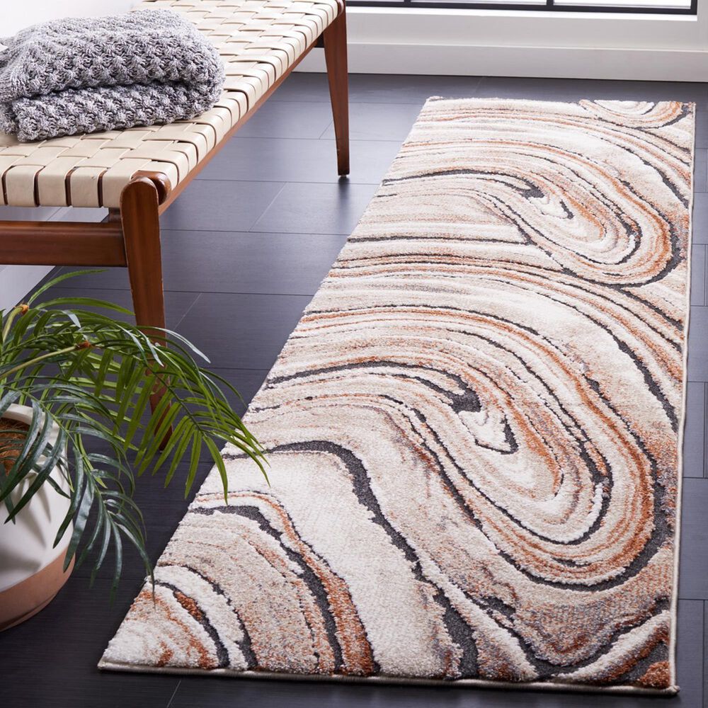 Safavieh Cyrus Shag CYR138A 2&#39;2&quot; x 7&#39;9&quot; Beige and Rust Runner, , large