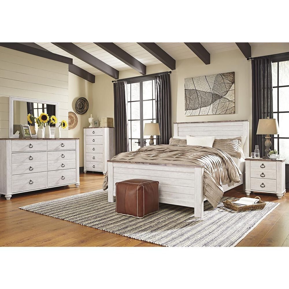 Ashley Willowton 4 Piece King Bedroom Set in Whitewash, , large