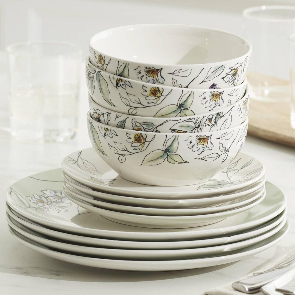 Lenox Oneida Botanica 12-Piece Dinnerware Set in Green, , large