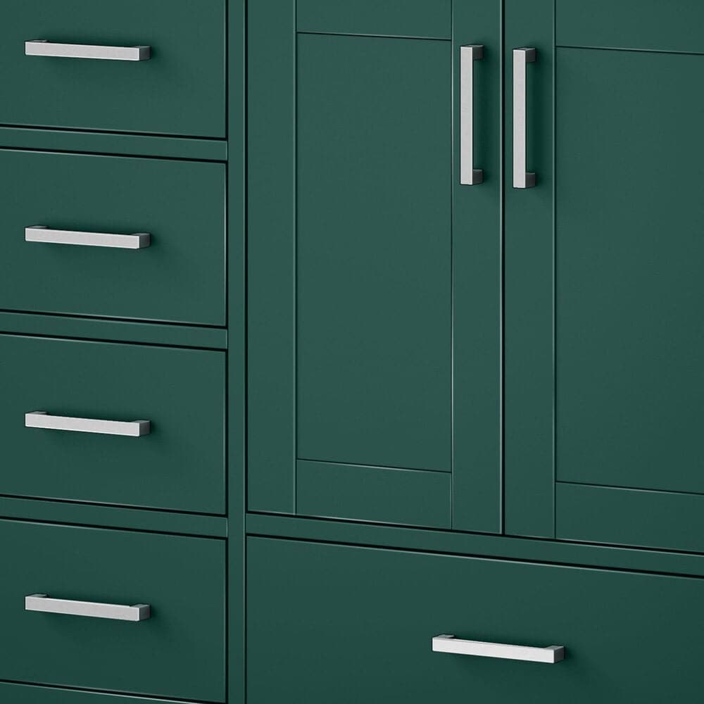 Lexora Home Jacques 84&quot; Double Bathroom Vanity in Green with 2 cm White Cultured Marble Top and Rectangular Sinks, , large