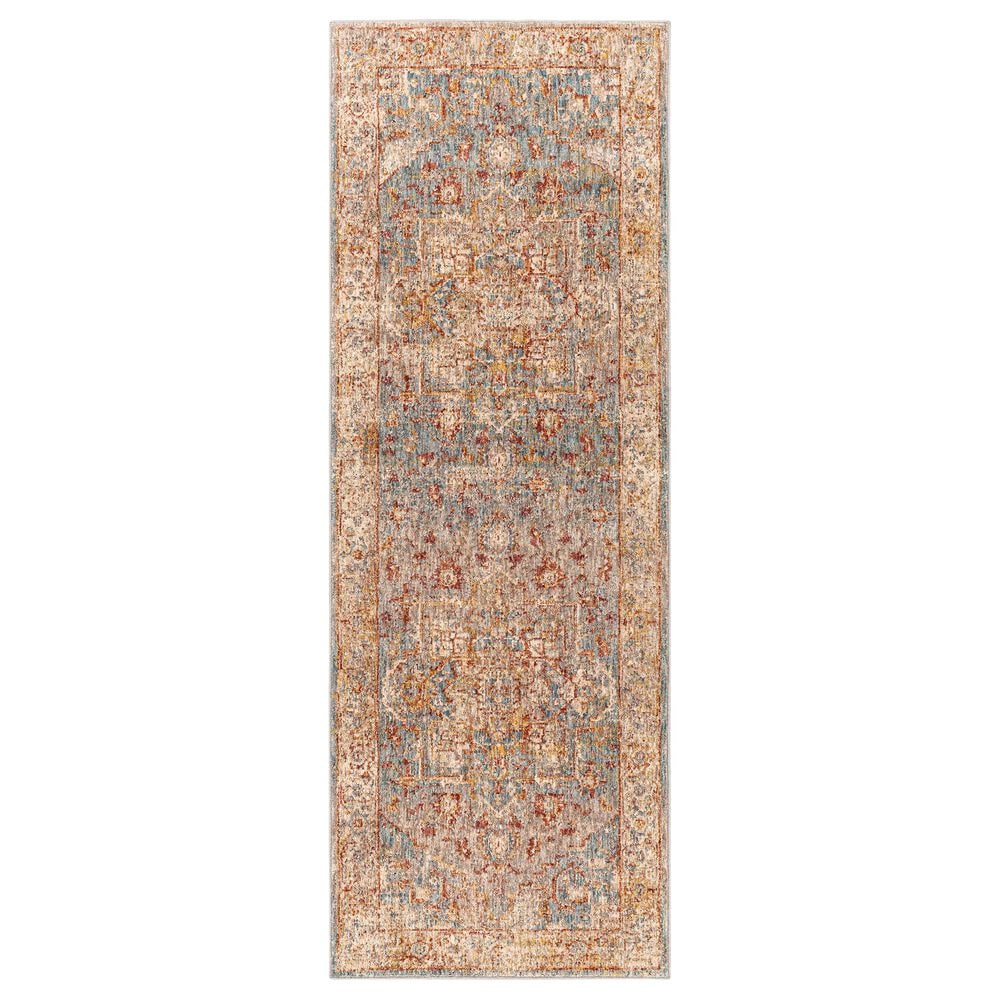 Surya Mirabel 2"7" x 10" Teal, Aqua, Gray, Burnt Orange, Olive and Beige Runner, , large
