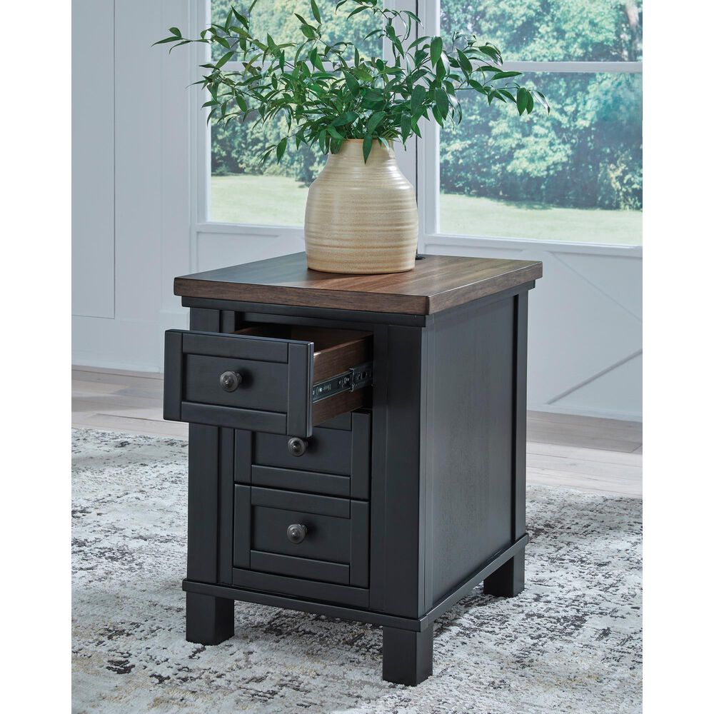 Ashley Wildenauer Chair Side End Table in Warm Satin Black and Brown, , large