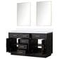 Lexora Home Abbey 60" Double Bathroom Vanity in Brown Oak with 2 cm White Quartz Top, Rectangular Sinks and 28" Mirrors, , large