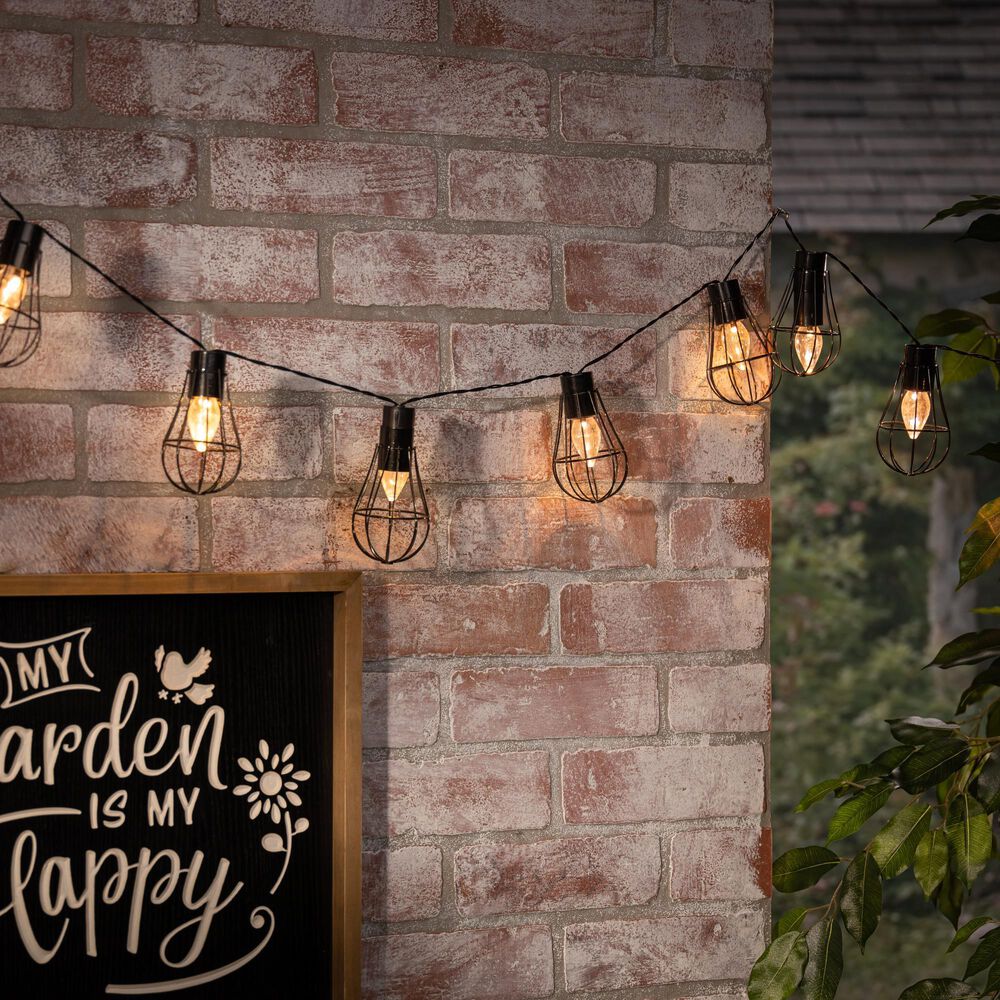 The Gerson Company 6&#39; Solar Patio String Lights with Warm White LED Bulbs in Black, , large