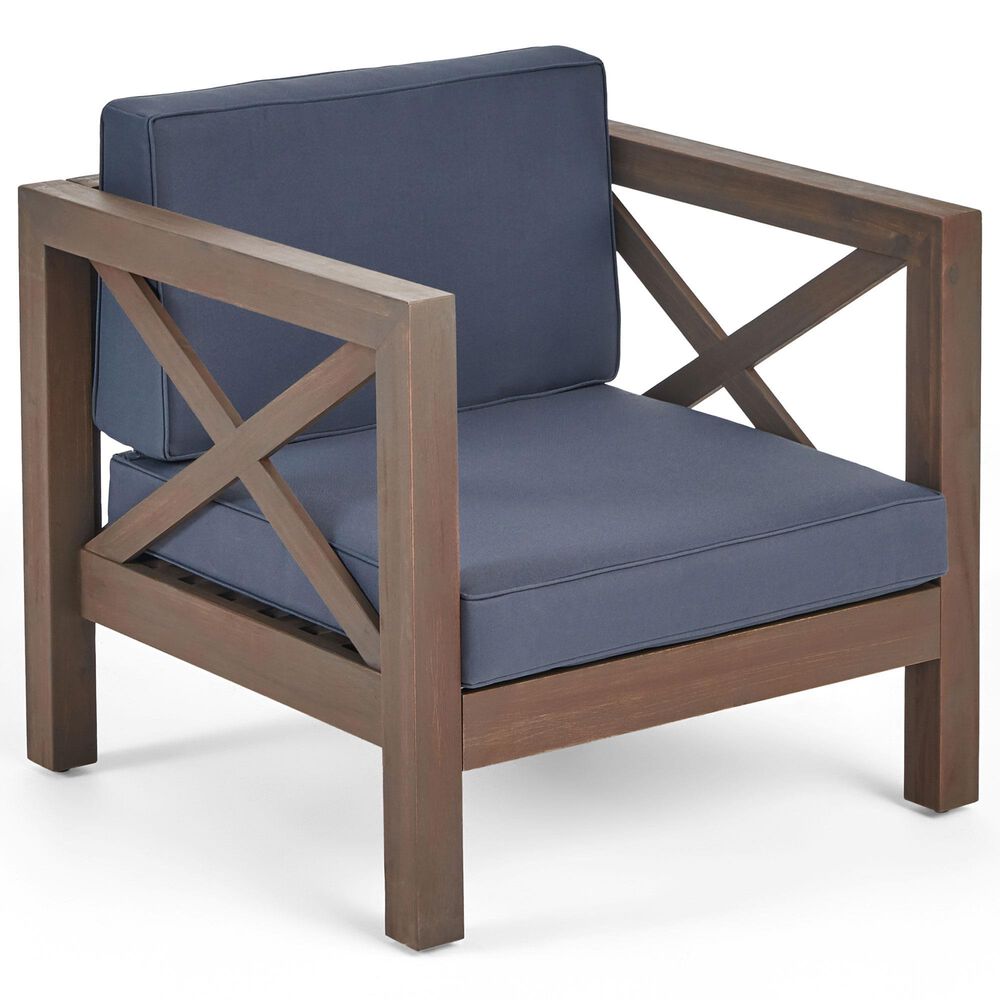 Hearth and Haven Brava Outdoor Club Chair with Dark Gray Cushion in Grey, , large