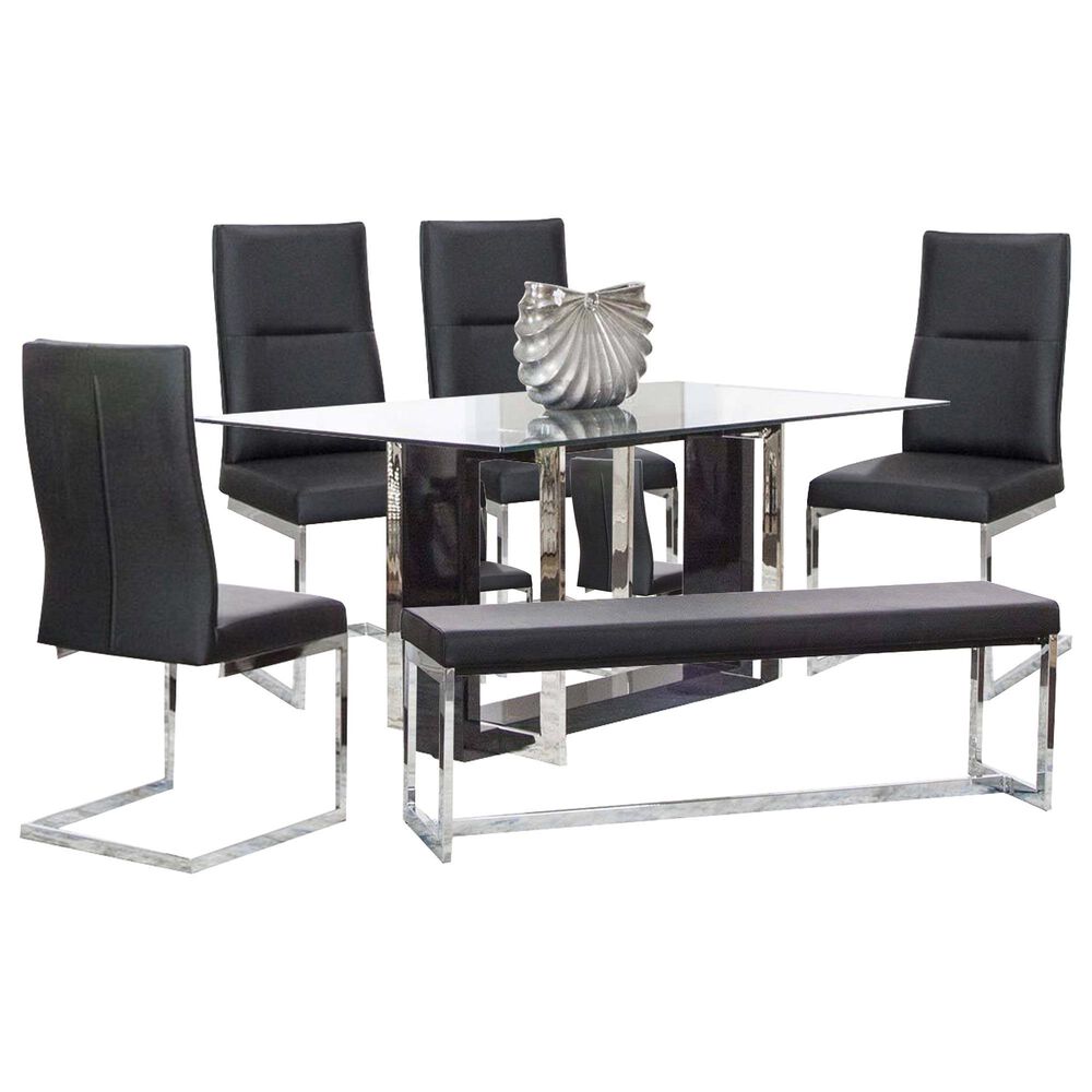 Penny Lane Olympia 6-Piece Rectangular Dining Set in Black and Chrome, , large