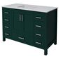 Lexora Home Jacques 48" Single Bathroom Vanity in Green with 2 cm White Cultured Marble Top and Rectangular Sink, , large