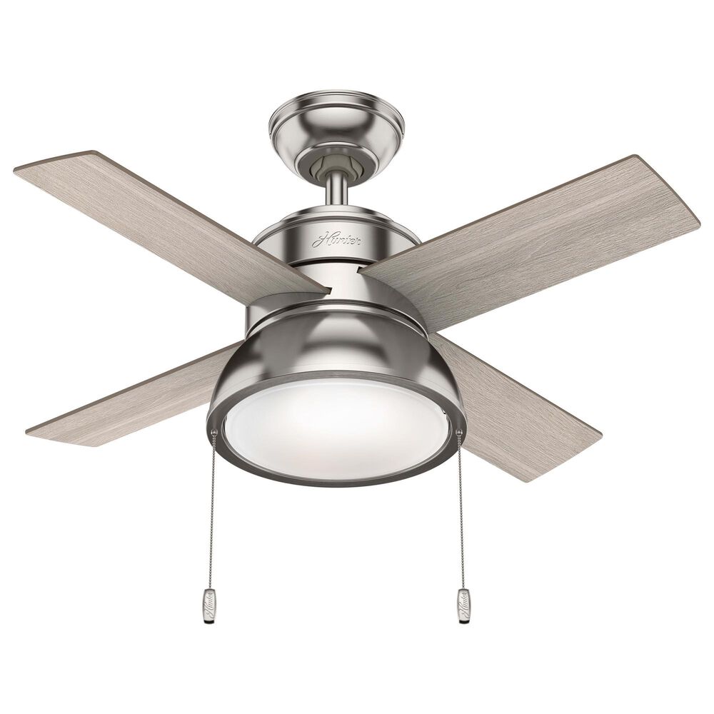 Hunter Loki 36" Ceiling Fan with LED Lights in Brushed Nickel, , large