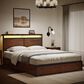 HOMLUX 4-Drawer Queen Storage Bed with LED Headboard and Charging Station in Rustic Brown, , large