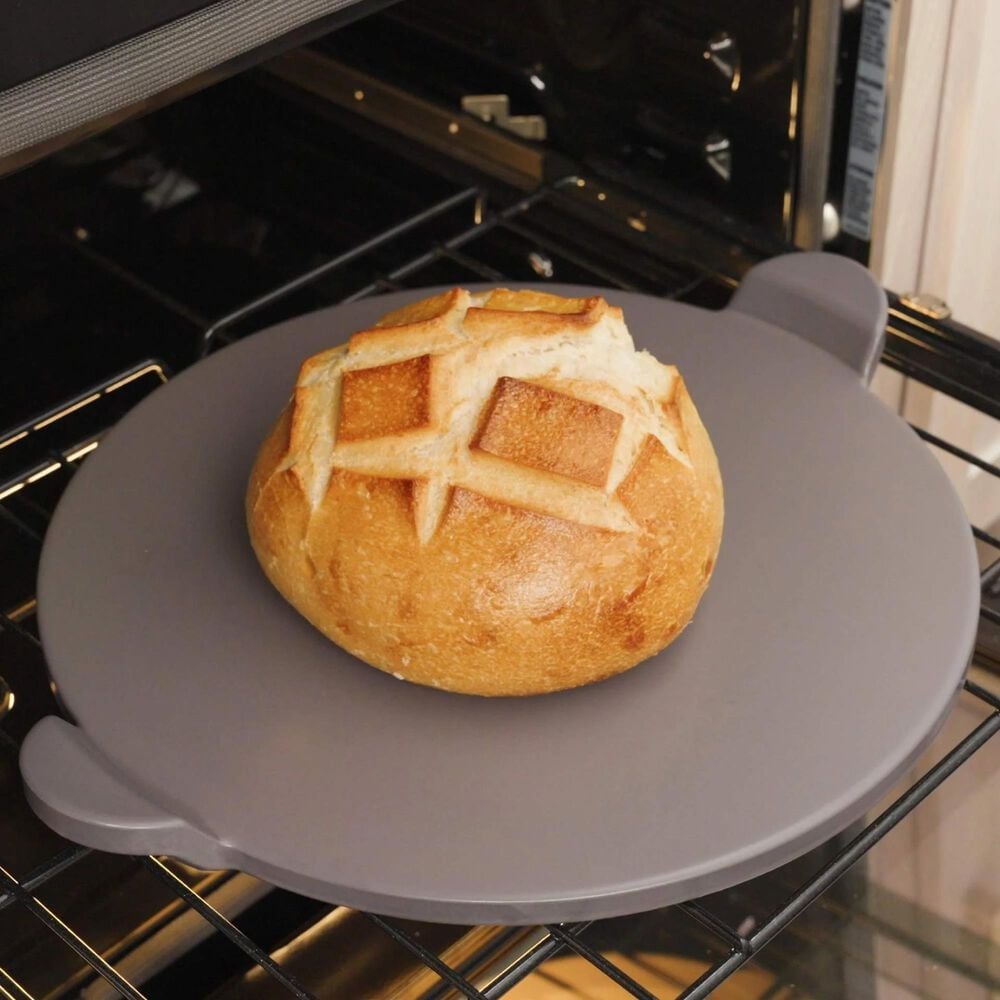 Escali Glazed Pizza Stone with Handles in Grey, , large