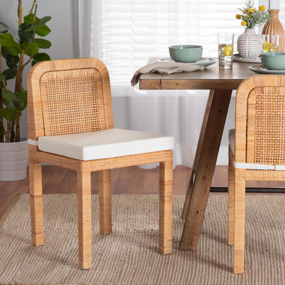 Baxton Studio Zariah Side Chair in Natural Brown (Set of 2), , large